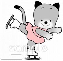 公民館・市役所・町村役場のためのフィギュアスケート すべる無料イラストお試しフリー素材(カット)