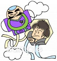 公民館・市役所・町村役場のための奴凧 六角凧無料イラストお試しフリー素材(カット)