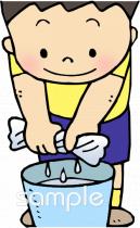 公民館・市役所・町村役場のためのぞうきんしぼり無料イラストお試しフリー素材(カット)