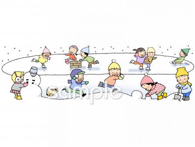 公民館・市役所・町村役場のための子ども 冬無料イラストお試しフリー素材(カット)