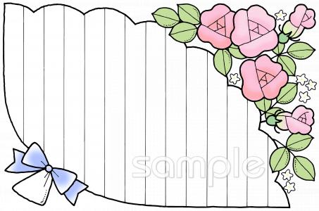 公民館・市役所・町村役場のためのおたより用紙 バラ無料イラストお試しフリー素材(カット)