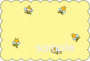 公民館・市役所・町村役場のためのミツバチ 波四角枠無料イラストお試しフリー素材(カット)