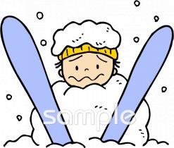 公民館・市役所・町村役場のためのスキー 転倒無料イラストお試しフリー素材(カット)