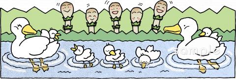 公民館・市役所・町村役場のためのアヒル無料イラストお試しフリー素材(カット)