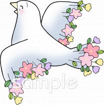 公民館・市役所・町村役場のための花 鳩無料イラストお試しフリー素材(カット)