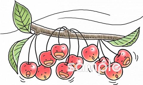 公民館・市役所・町村役場のためのさくらんぼ無料イラストお試しフリー素材(カット)