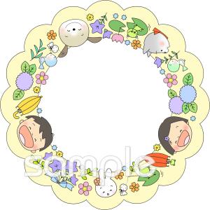 公民館・市役所・町村役場のためのフォトフレーム 6月無料イラストお試しフリー素材(カット)