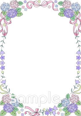 公民館・市役所・町村役場のためのあじさい フレーム無料イラストお試しフリー素材(カット)