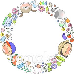 公民館・市役所・町村役場のための7月 フレーム無料イラストお試しフリー素材(カット)