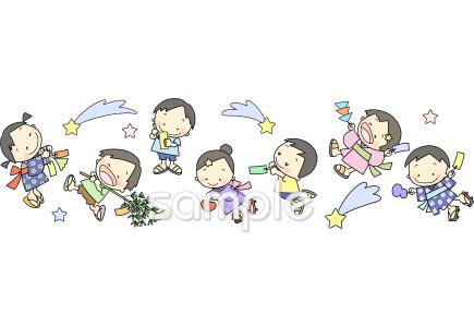 公民館・市役所・町村役場のための壁面 七夕無料イラストお試しフリー素材(カット)