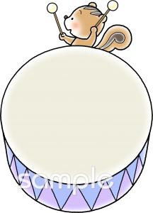 公民館・市役所・町村役場のための太鼓 リス無料イラストお試しフリー素材(カット)