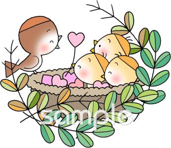 公民館・市役所・町村役場のための子育て スズメ無料イラストお試しフリー素材(カット)