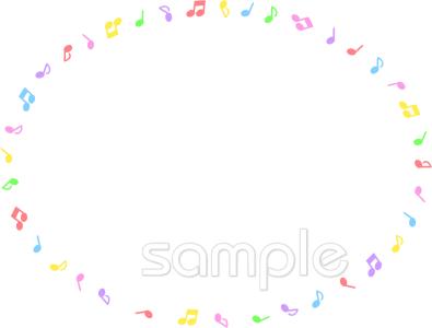公民館・市役所・町村役場のためのフレーム 音符無料イラストお試しフリー素材(カット)