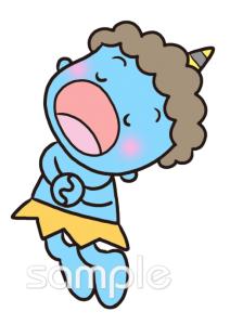 公民館・市役所・町村役場のためのかわいい 青おに 2月の壁面飾り無料イラストお試しフリー素材(カット)