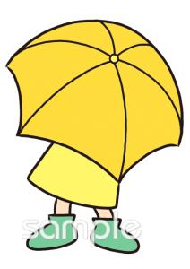 公民館・市役所・町村役場のための傘 後ろ姿 6月の壁面飾り無料イラストお試しフリー素材(カット)