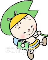 公民館・市役所・町村役場のための葉っぱ ミツバチ無料イラストお試しフリー素材(カット)