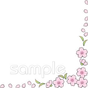 公民館・市役所・町村役場のための桜 コーナー飾り無料イラストお試しフリー素材(カット)