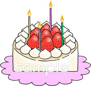 公民館・市役所・町村役場のためのケーキ キャンドル無料イラストお試しフリー素材(カット)