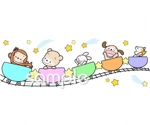 公民館・市役所・町村役場のための動物 壁面 列車無料イラストお試しフリー素材(カット)