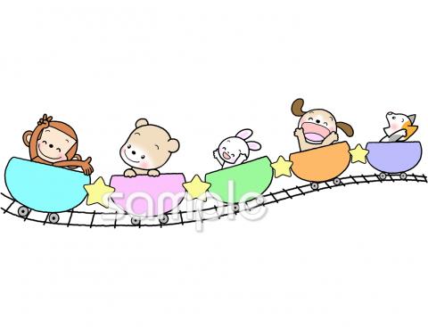 公民館・市役所・町村役場のための動物 列車無料イラストお試しフリー素材(カット)