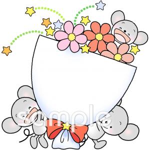 公民館・市役所・町村役場のための花束 ネズミ無料イラストお試しフリー素材(カット)