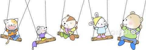 公民館・市役所・町村役場のための動物 ブランコ無料イラストお試しフリー素材(カット)