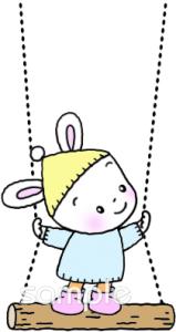 公民館・市役所・町村役場のためのうさぎ ブランコ無料イラストお試しフリー素材(カット)