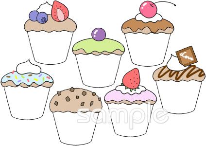 公民館・市役所・町村役場のためのがんばりカード カップケーキ無料イラストお試しフリー素材(カット)