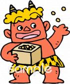 公民館・市役所・町村役場のための豆まき 節分 鬼無料イラストお試しフリー素材(カット)