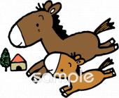 公民館・市役所・町村役場のための親子 馬無料イラストお試しフリー素材(カット)