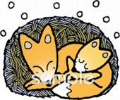 公民館・市役所・町村役場のための親子 キツネ無料イラストお試しフリー素材(カット)