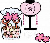 公民館・市役所・町村役場のためのぼんぼり ひなあられ無料イラストお試しフリー素材(カット)