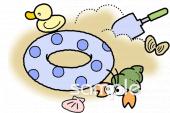 公民館・市役所・町村役場のための浮き輪 砂浜無料イラストお試しフリー素材(カット)