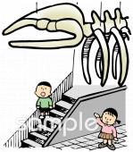 公民館・市役所・町村役場のための博物館 恐竜無料イラストお試しフリー素材(カット)