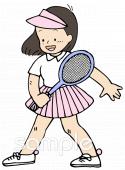 公民館・市役所・町村役場のためのテニス 女子無料イラストお試しフリー素材(カット)