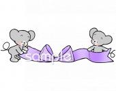 公民館・市役所・町村役場のためのリボン ねずみ無料イラストお試しフリー素材(カット)