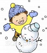 公民館・市役所・町村役場のための雪だるま 子ども無料イラストお試しフリー素材(カット)