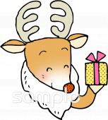 公民館・市役所・町村役場のためのトナカイ プレゼント無料イラストお試しフリー素材(カット)