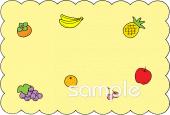 公民館・市役所・町村役場のためのフルーツ 波四角枠無料イラストお試しフリー素材(カット)