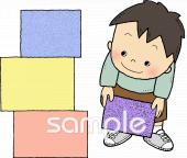 公民館・市役所・町村役場のための子ども 片づける無料イラストお試しフリー素材(カット)