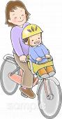 公民館・市役所・町村役場のための自転車 チャイルドシート無料イラストお試しフリー素材(カット)