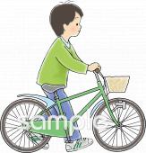 公民館・市役所・町村役場のための自転車 押し歩き無料イラストお試しフリー素材(カット)
