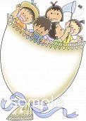 公民館・市役所・町村役場のための夏 こどもの花束無料イラストお試しフリー素材(カット)
