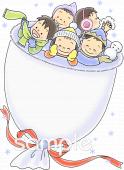 公民館・市役所・町村役場のための子ども 冬無料イラストお試しフリー素材(カット)