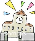 公民館・市役所・町村役場のための学校探検無料イラストお試しフリー素材(カット)