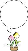 公民館・市役所・町村役場のためのチューリップ ふきだし無料イラストお試しフリー素材(カット)