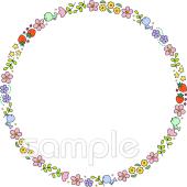 公民館・市役所・町村役場のためのフレーム 小鳥 花無料イラストお試しフリー素材(カット)