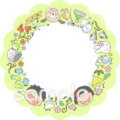 公民館・市役所・町村役場のためのフォトフレーム 1月無料イラストお試しフリー素材(カット)