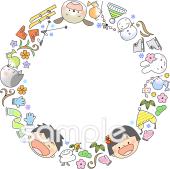 公民館・市役所・町村役場のための1月 フレーム無料イラストお試しフリー素材(カット)