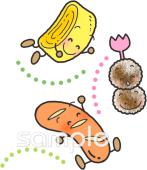 公民館・市役所・町村役場のためのお弁当 おかず無料イラストお試しフリー素材(カット)